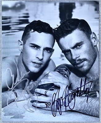 Adam Rippon Signed & Gus Kenworthy Signed 8x10 Photo w/ Gus Note In Top Loader
