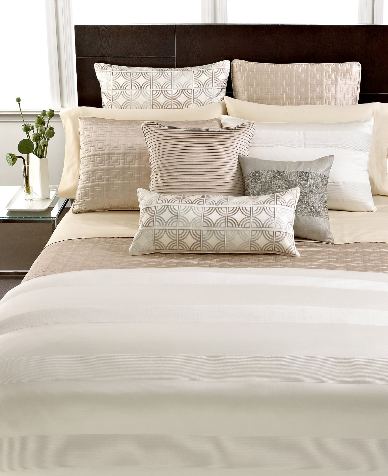 Hotel Collection Woven Cord Pintucked Square Decorative Pillow Beige M623