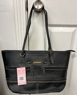 Stone Mountain USA Pebble Grain Black Leather Tote Bag eBay