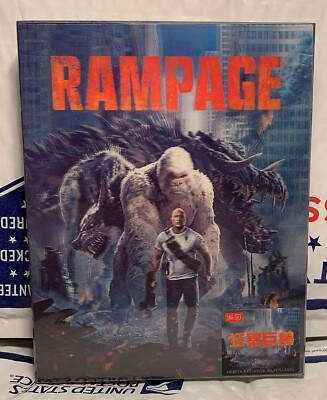 NEW RAMPAGE 3D+2D BLU-RAY LENTI SLIP STEELBOOK! HDZETA SILVER LABEL! 300! SEALED