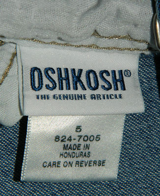 Youth Unisex Classic Oshkosh Brand Denim Overalls size 5 / 24-26x17