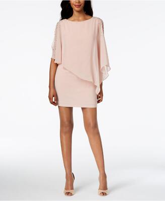 Женское эластичное прозрачное мини-платье-сорочка XSCAPE без рукавов с вырезом лодочкой для вечеринок