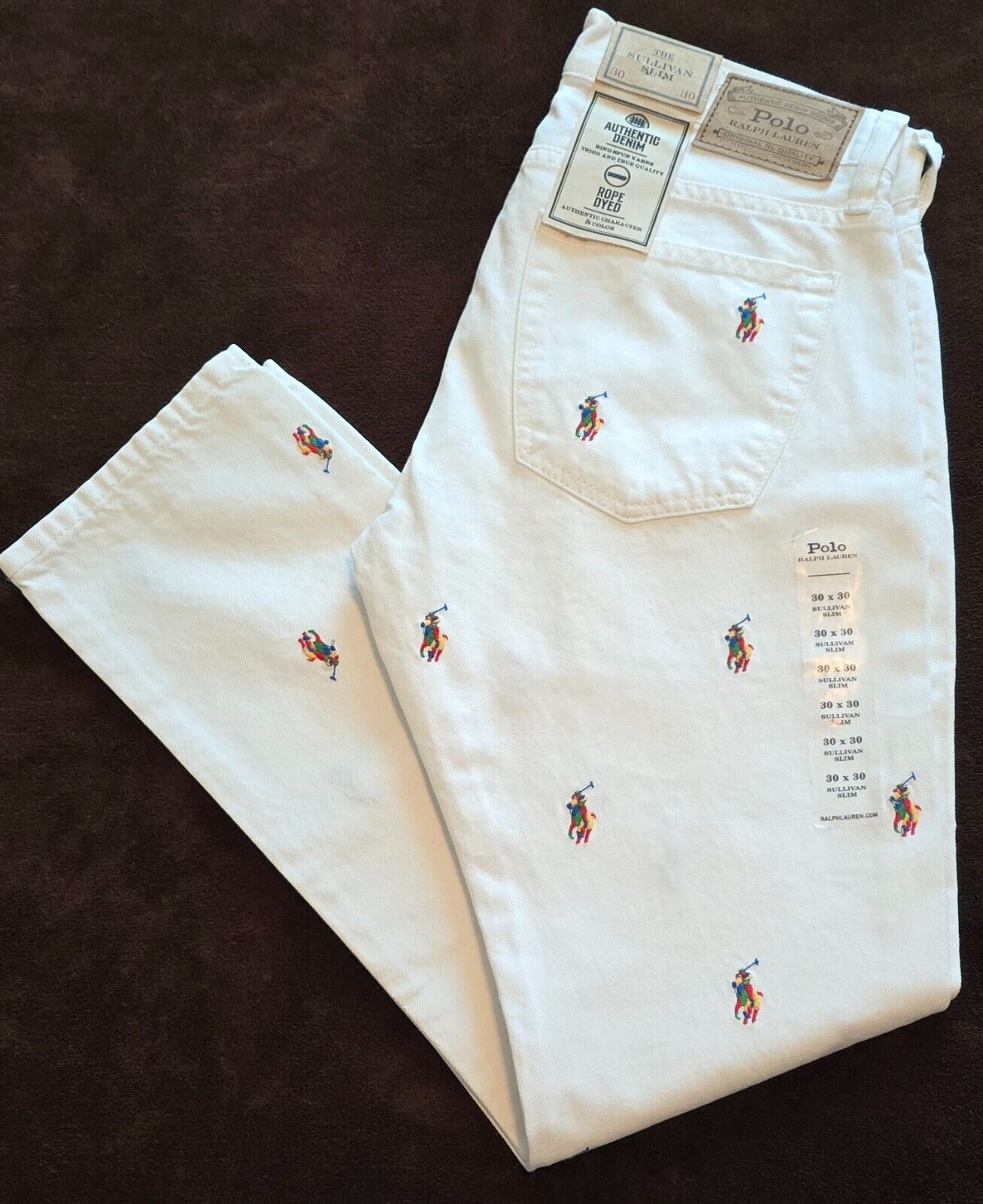 NWT Polo Ralph Lauren Mens White Sullivan Slim All Over NWT Polo Ralph Lauren Mens White Sullivan Slim All Over