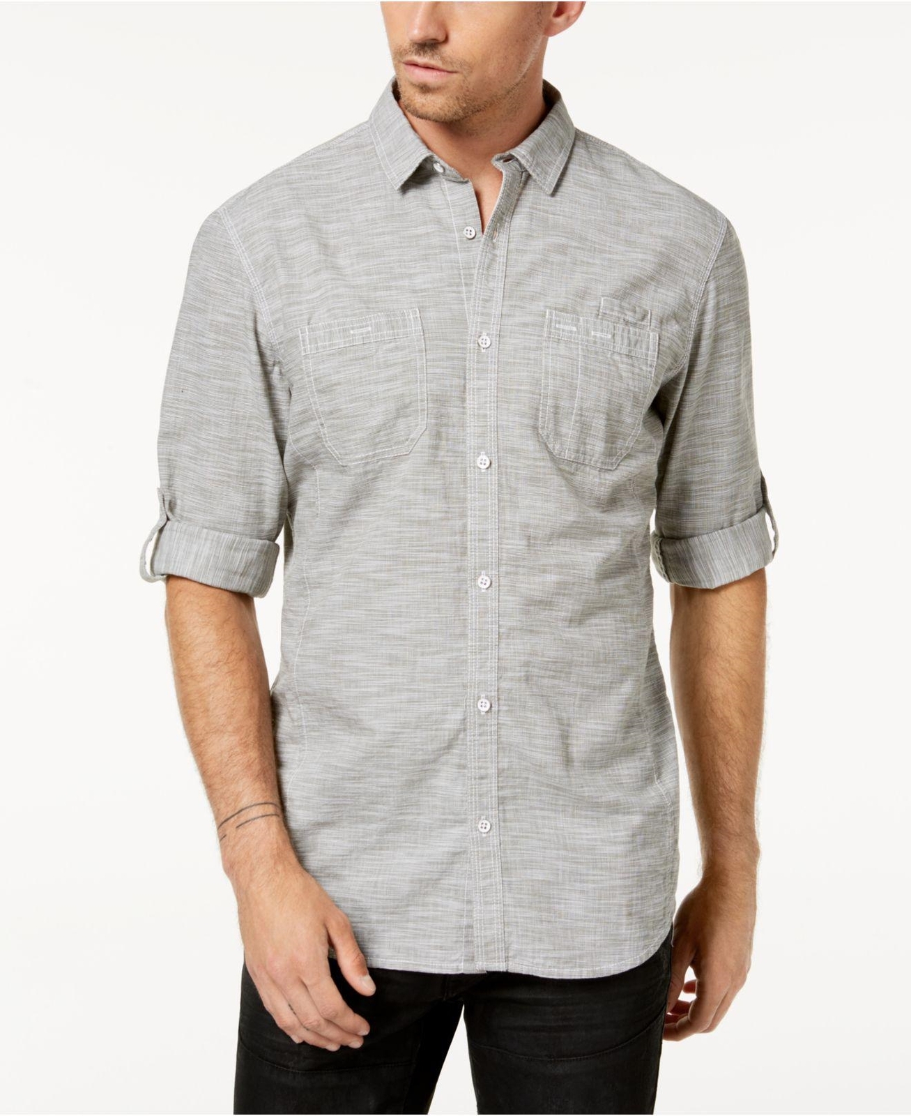 I.N.C. 163455 Men's Chambray Dual-Pocket Button Down Tarnished Stem Shirt Sz. S