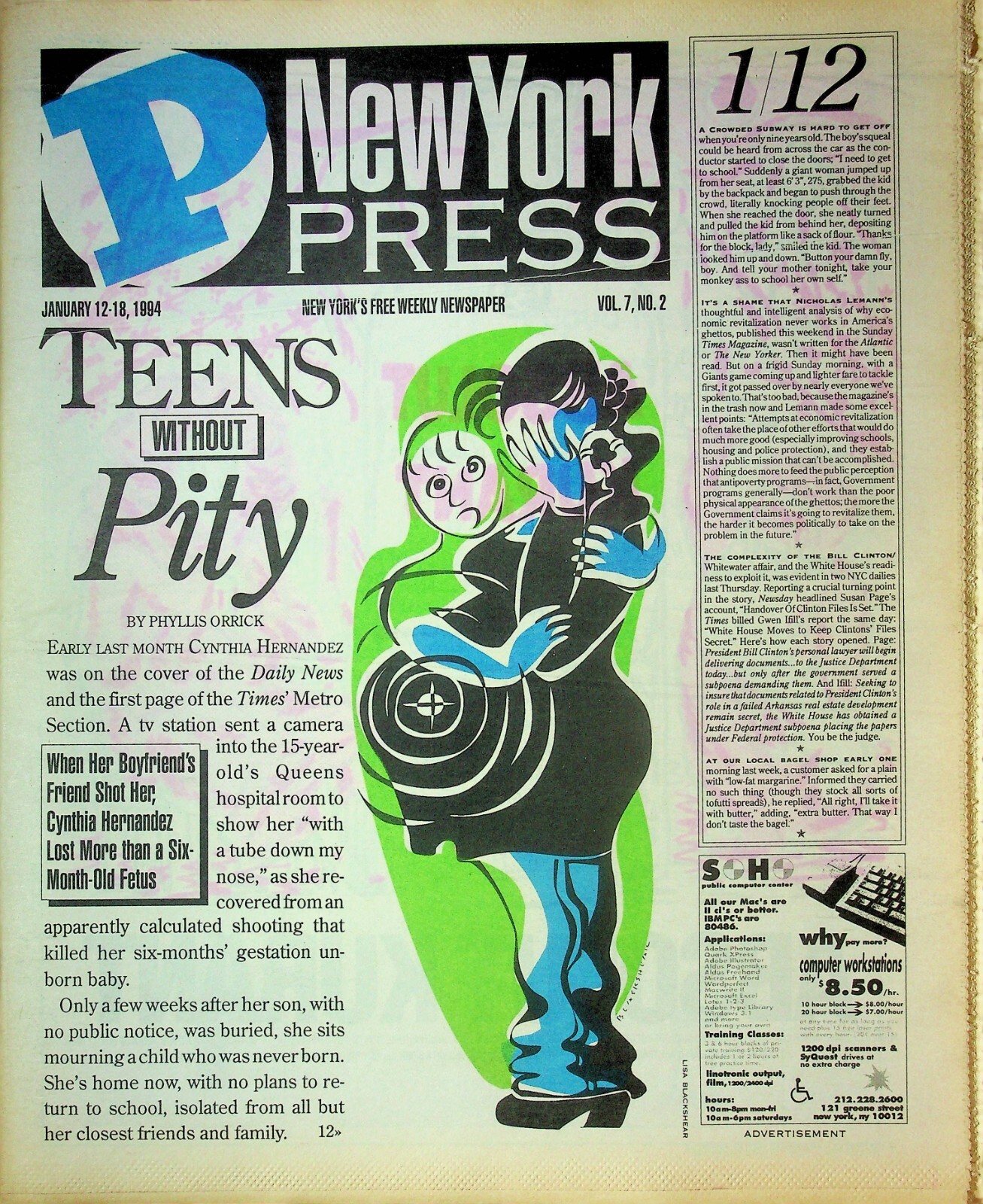New York Press Newspaper Cynthia Hernandez January 12-18 1994 