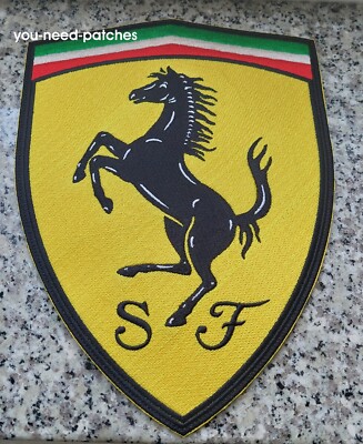 F1 Formula Ferrari Shield Patch huge 10" Sports Car sew on embroidery Aufnäher