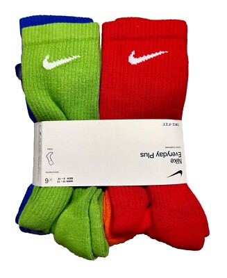 Nike Mens Everyday Performance Training PLUS Crew Socks 6 Pairs DRI-FIT SZ 8-12