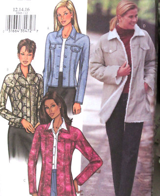 Butterick Misses Sewing Pattern Lightweight denim Jacket choose size 12-22