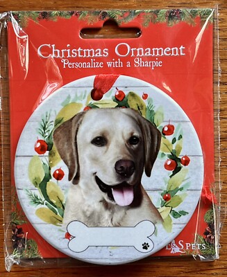 Yellow Lab Ornament - E&S Pets - DIY Personalizable, Ceramic Round Ornament