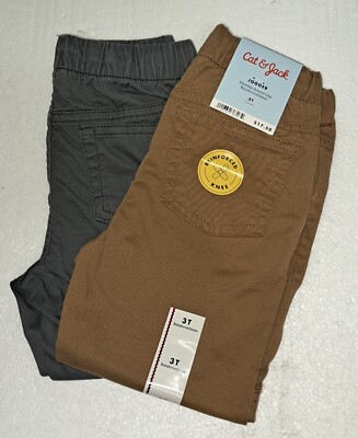 SIZE 3   JOGGERS 2 PACK Cat & Jack Toddler GRAY/BEIGE BRAND NEW IN ORIGINAL PK
