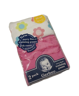 Gerber 2t to 3T 28 to 35 lbs Training Pants Pink & White with Flowers 2 Pack