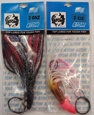 Atom 2oz Lures. Top Lures For Tough Fish. Smoker Baits In Black/Red & Pink/White