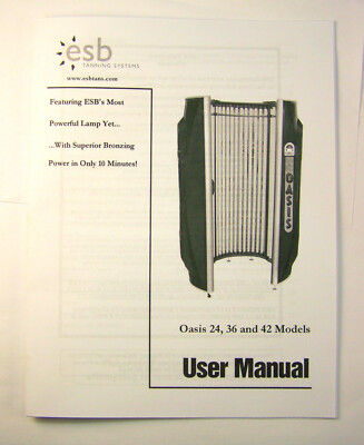 Oasis Tanning Bed Booth User Manual Full Size PRINTED Book 24 36 42 Lamp Models