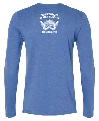 Harley-Davidson Women's Frolic Long Sleeve High-Low Scoop Neck Shirt, Blue