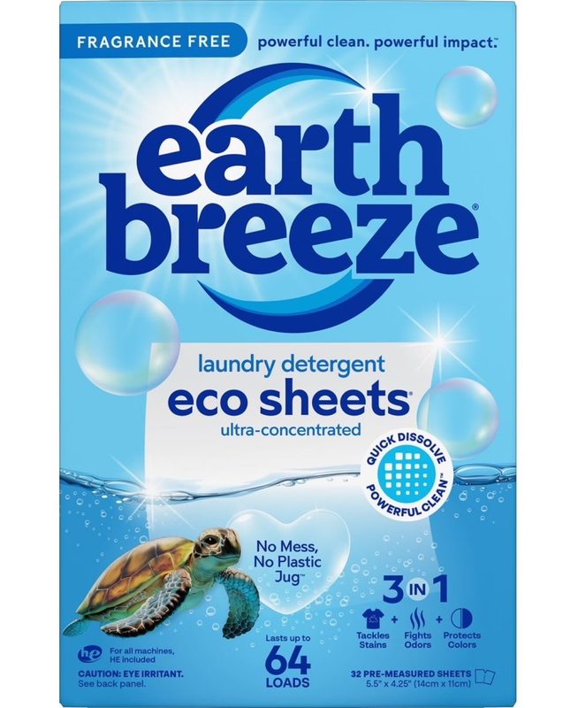 Laundry Detergent Sheets, Fragrance-Free Eco Sheets, 32 Count, 64