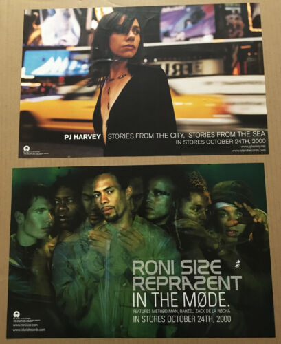 PJ HARVEY & RONI SIZE Rare 2000 DOUBLE SIDED PROMO POSTER for Stories & mode CD
