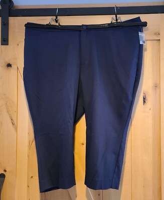 NEW! Catherines Universal Capri Women's Plus Size 30W PETITE Navy Blue  Stretch