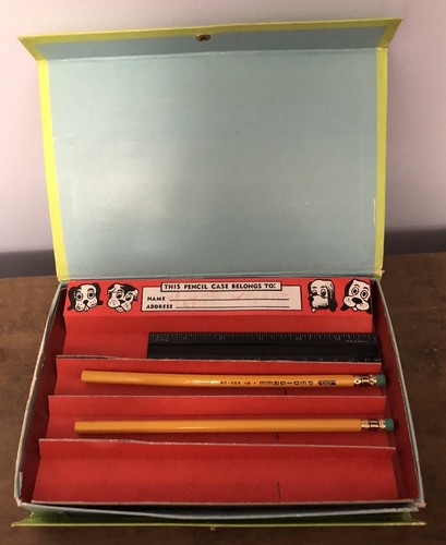 Vintage Empire Pencil Case Empire School Box with pencils and ruler