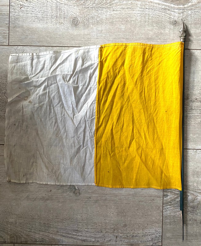 Ancien Drapeau Avec Hampe Laiton De La LibÃ©Ration De L'Alsace Ww2