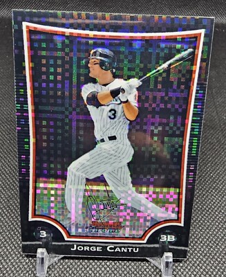 2009 Bowman Chrome X-Fractors Florida Marlins Baseball Card #91 Jorge Cantu/250