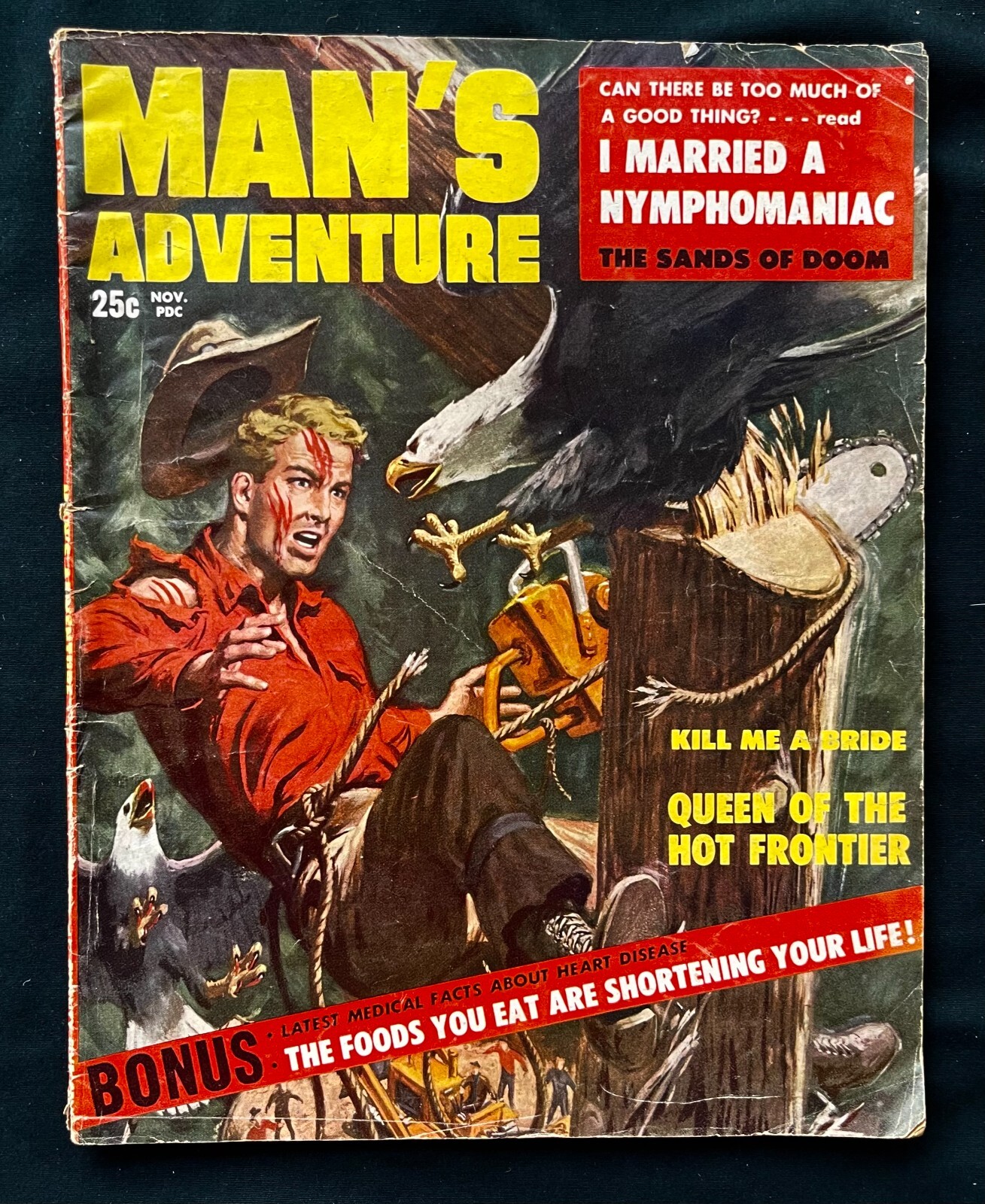 MAN'S ADVENTURE 1957 Vol 1 No 4 Vintage PULP MAGAZINE Men's