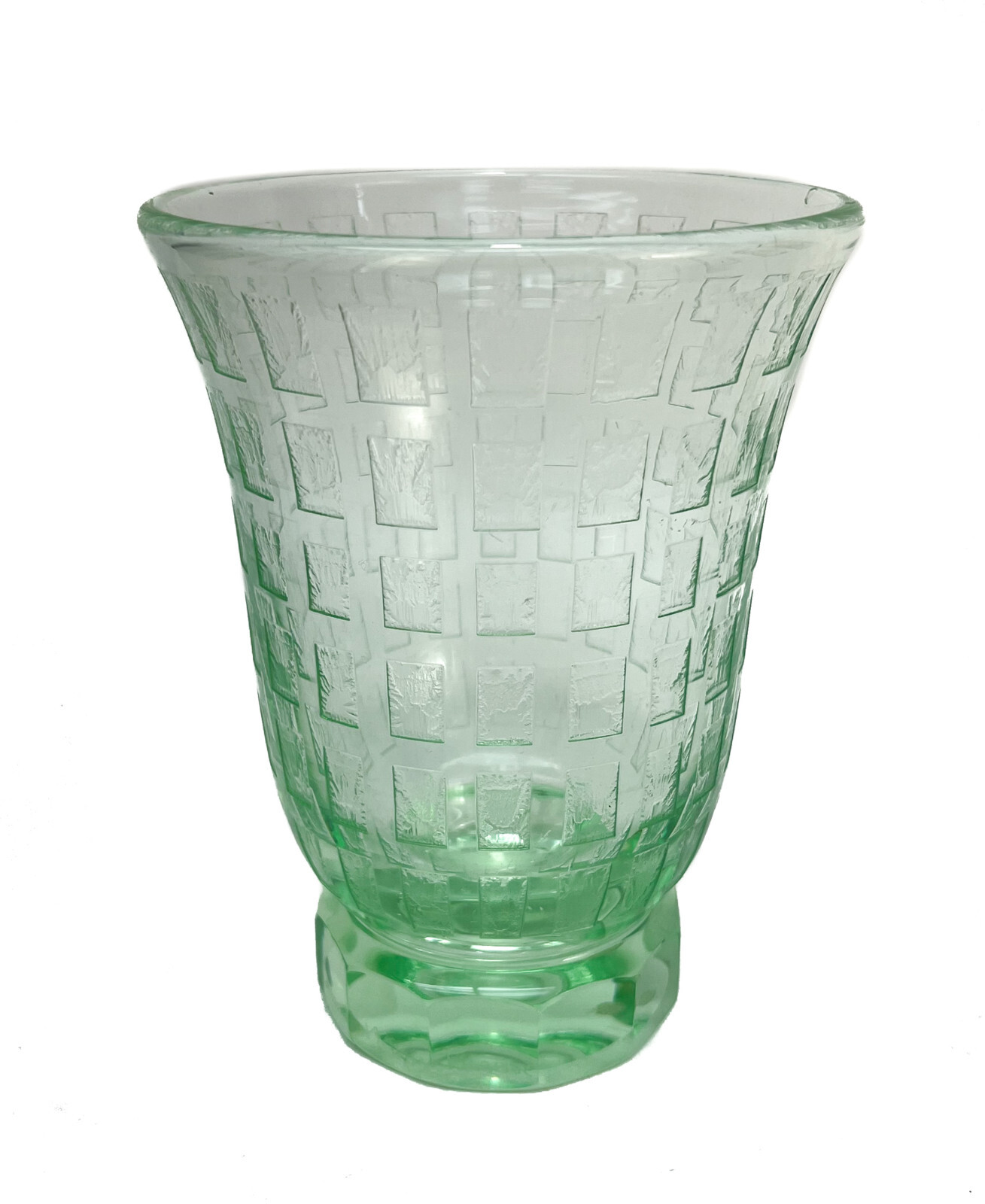 Daum Frances製 
琥珀色の動物彫刻 Daum Nancy France Green Acid Etched Art Glass Footed Vase