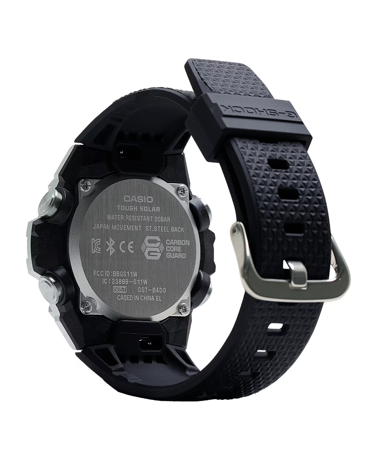 Pre-owned Casio Men's Shock G-steel Slim Black Resin Strap Analog Watch Gstb400-1a -