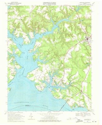 Irvington, VA - 1968 Historical Vintage Map Print, Virginia Cartography Art