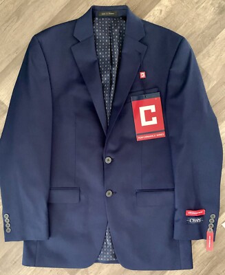Men s Chaps Performance Series Navy Blue Blazer Sport Coat Jacket 38 Reg