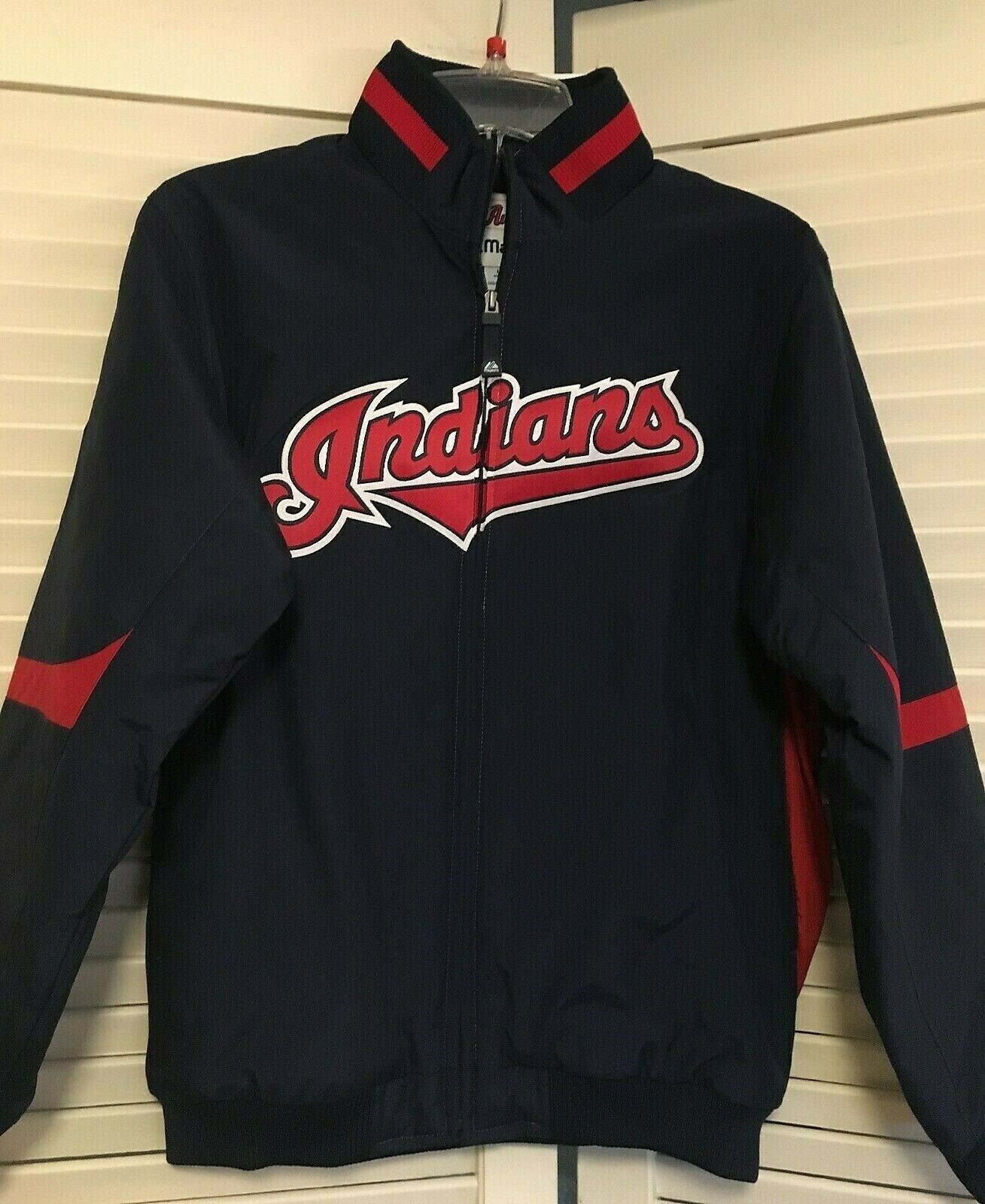CLEVELAND INDIANS JACKET Majestic Fine Quality Blue Coat