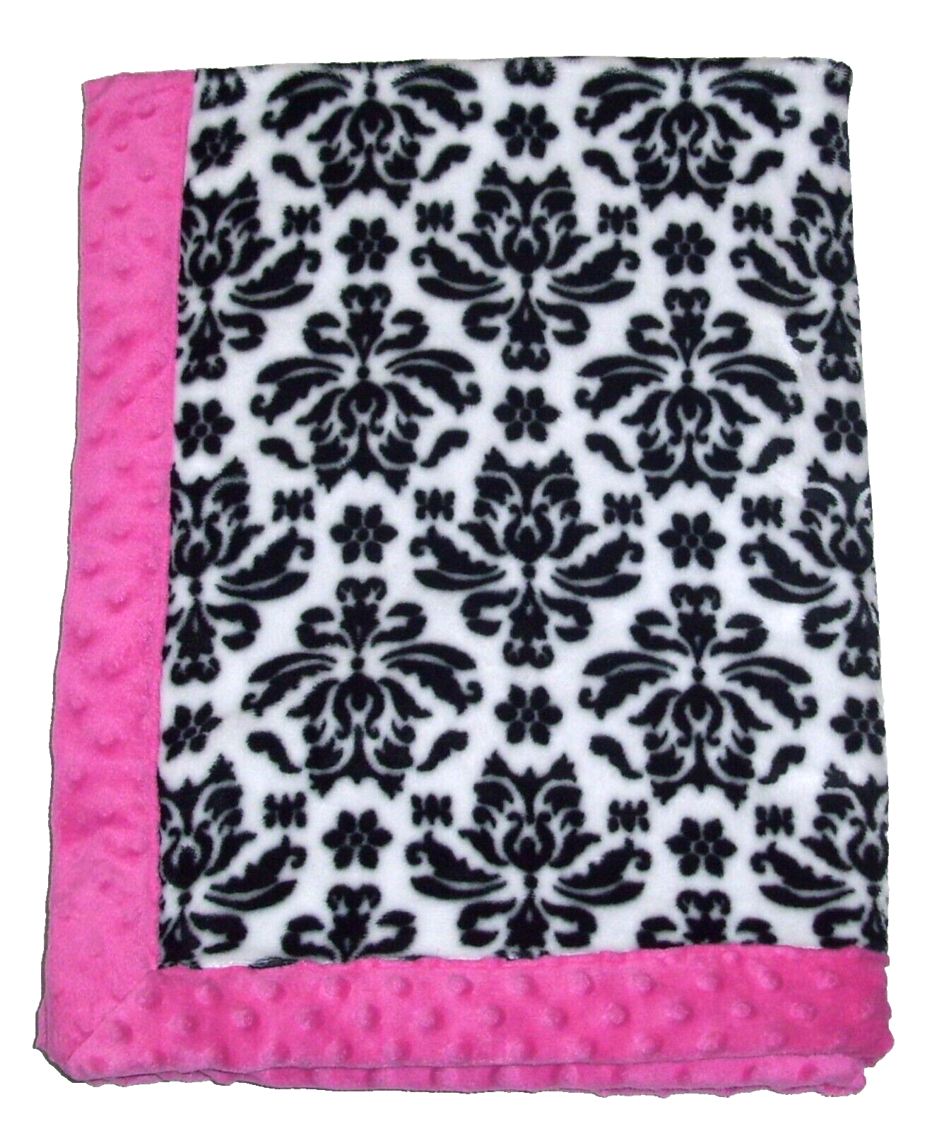 Black White Hot Pink Minky Dot Trim Edge 30x40"