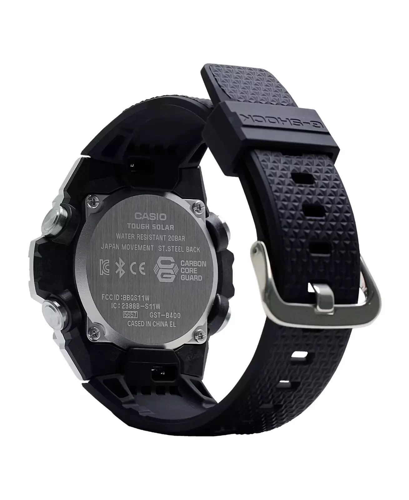 Pre-owned Casio Men's Shock G-steel Slim Black Resin Strap Analog Watch Gstb400-1a