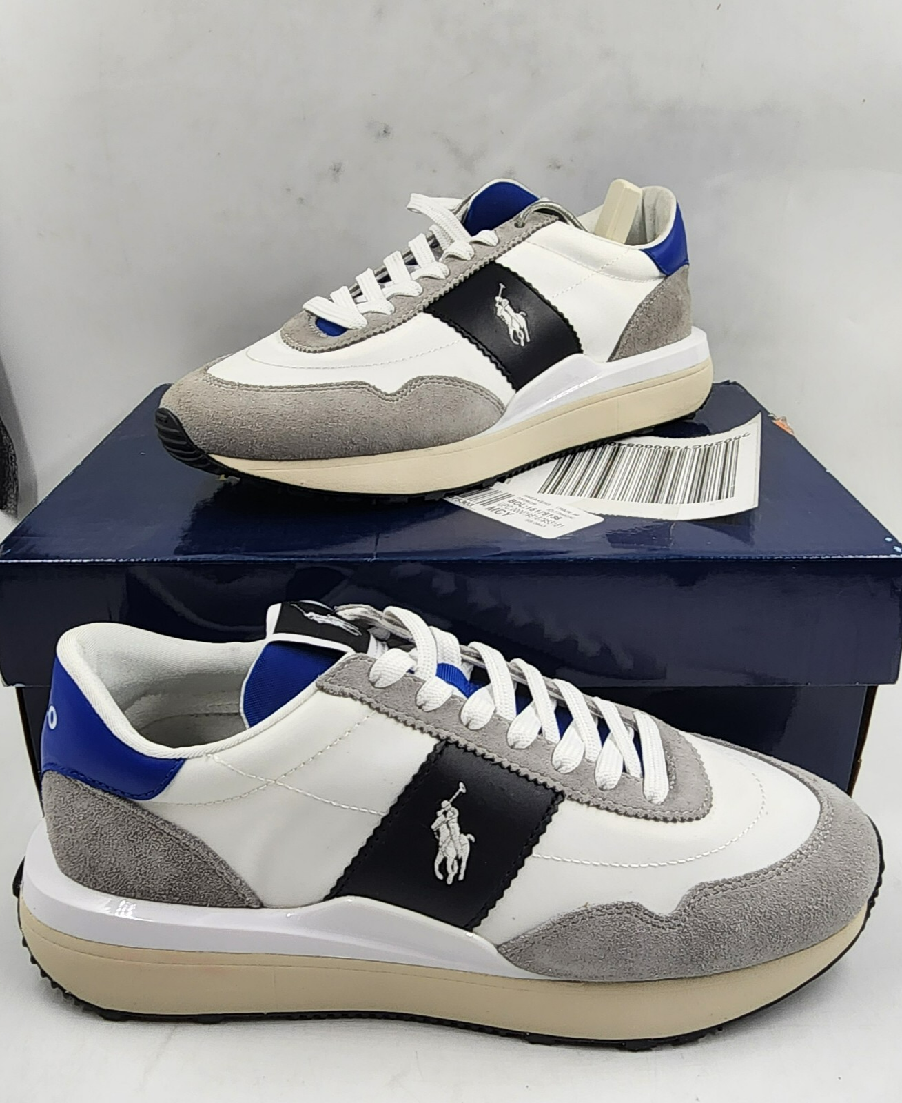 Polo Ralph Lauren Train 89 Lace-Up Sneakers Men's 8US White Multi Round Toe - Picture 3 of 16