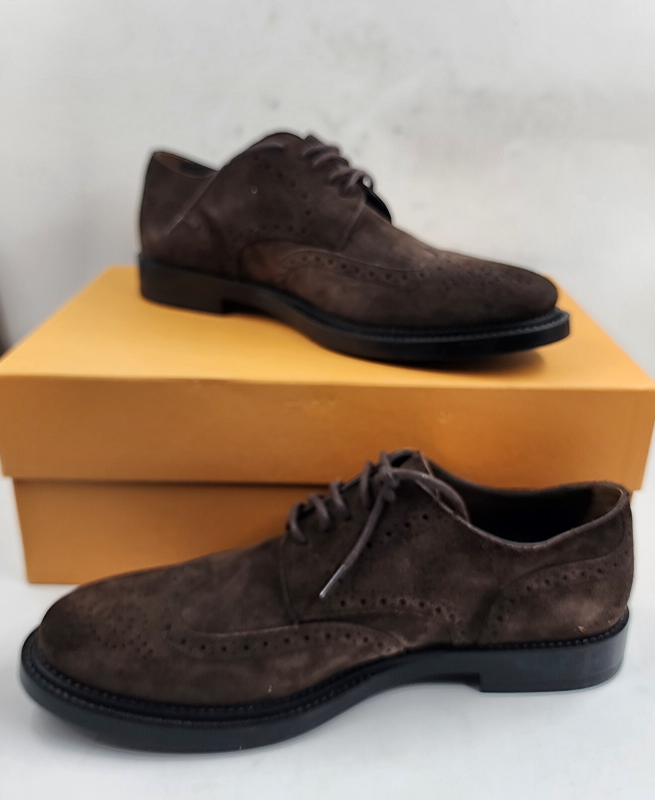 Tod's Bucature Forma Wingtip Derby Dress Shoe Men's 8.5 Dark Brown Lace Up - Picture 6 of 18