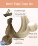 GOO GOO Invisi Edge Tape in Hair Extensions Human Hair, 3/8/613 Walnut Brown to Ash Brown and Bleach Blonde 10pcs injected with 10pcs classical tape ins, 18inch 50g, Virgin Remy Hair, Natural Look
