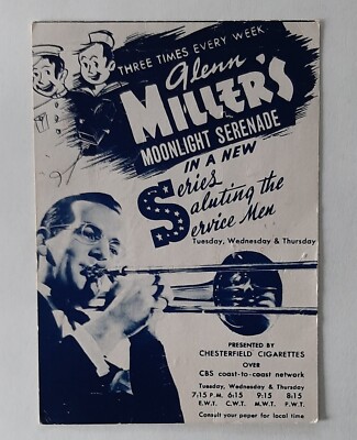 1940's CBS Advertising for Glen Miller's Moonlight Serenade Signed by 3 Members 