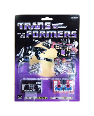 Transform G1 Decepticons cassette Ravage and Rumble reissue brand new MISB