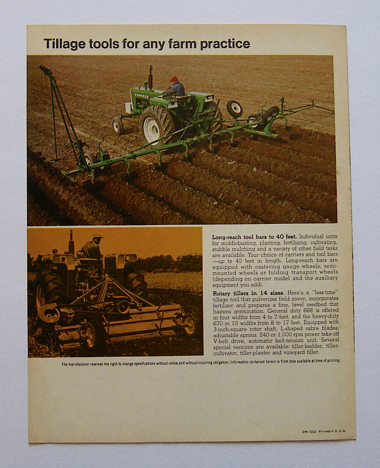 1970 White Oliver 546 446 568 566 575 565 346 344 3242 4340 6342 Plow Brochure