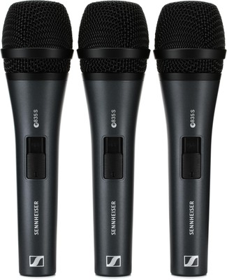 Sennheiser e 835-S Cardioid Dynamic Vocal Microphone with On/Off Switch - 3-pack