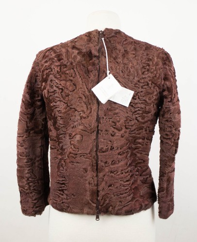 Pre-owned Brunello Cucinelli Bole Brown Astrakhan Fur Biker Jacket Size 4/40 $18495