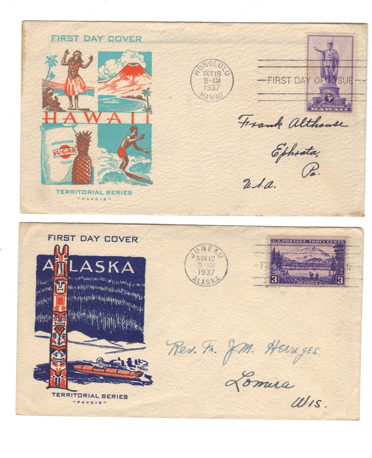 Scott #799-802   Possessions   1937  Pavois set