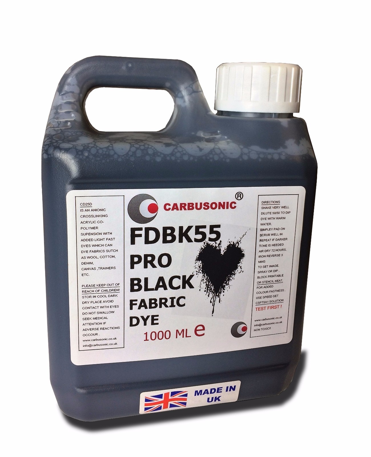 Black Liquid Fabric Dye , Clothes, Denim, Handbags,Spray, Dip, Batik 1 LT    