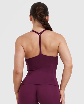 Oner Active Women s Gym Timeless Regular Square Neck Vest Fig Purple UK M NWT