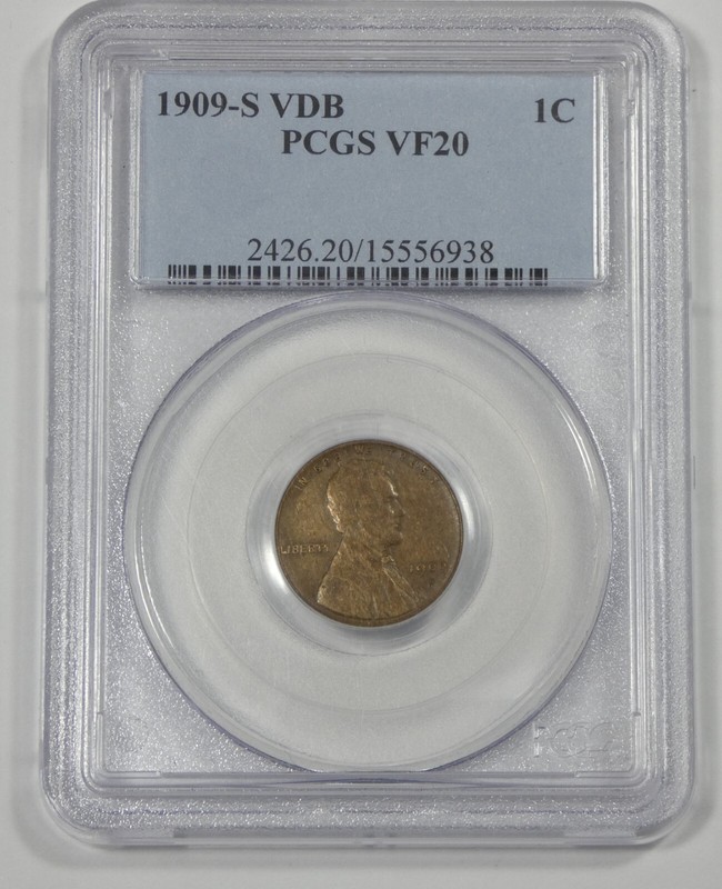 1909-S VDB Lincoln/Wheat Ears reverse Cent CERTIFIED PCGS VF 20