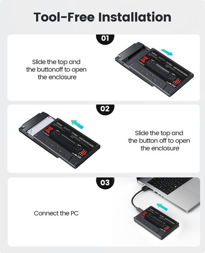 ORICO 2.5" USB3.0/Type C External Hard Drive Enclosure fpr WD Seagate Toshiba