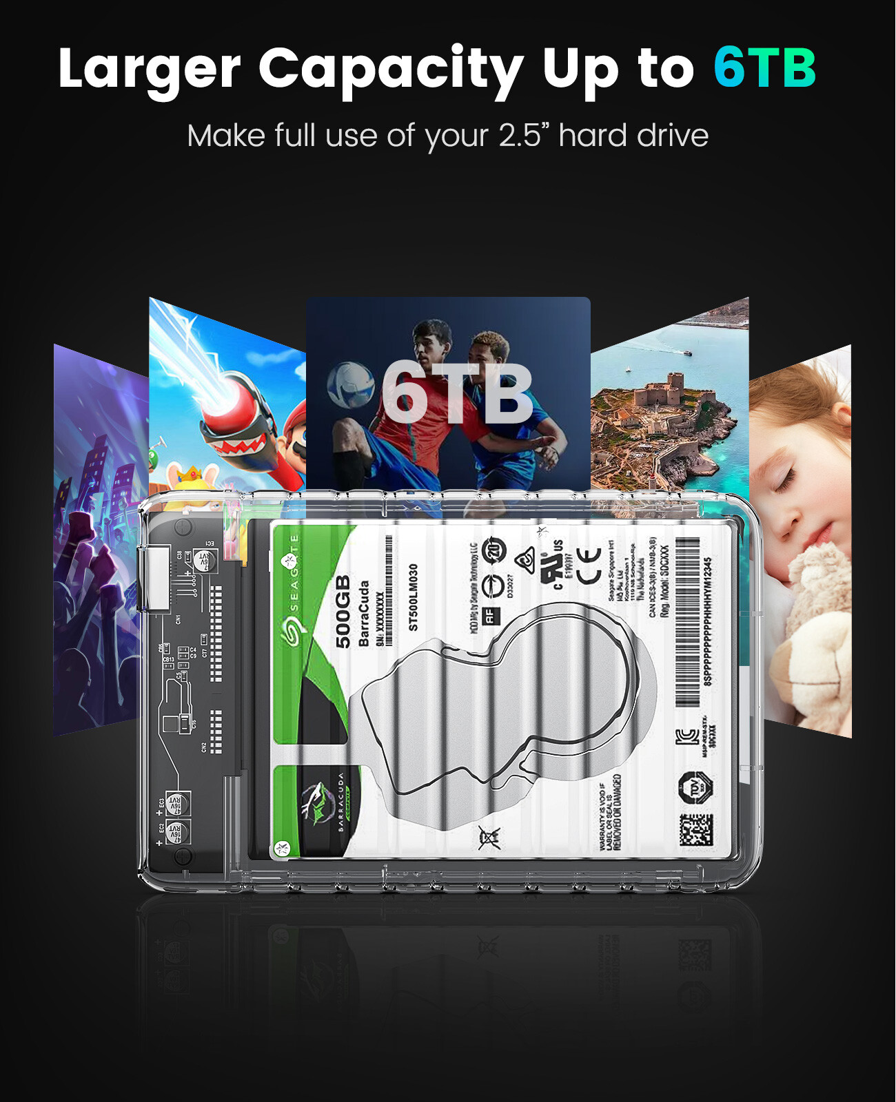 ORICO 2.5" SATA SSD/HDD Enclosure Hard Drive Disk USB 3.0 External Laptop Case