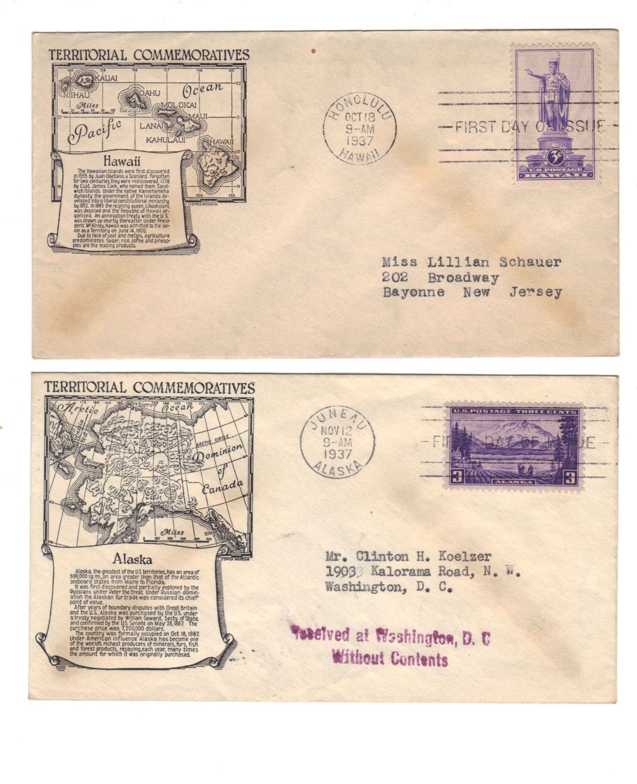 Scott #799-802   Possessions   1937  Anderson  set