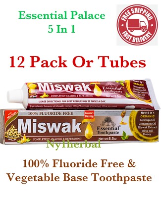12 Tube MISWAK Toothpaste 5 in 1 Essential 100% Fluoride Free & Vegetable Base