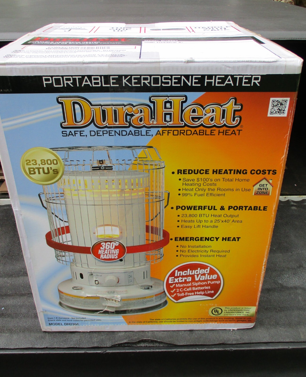 DuraHeat DH2304 Indoor Kerosene Heater New in Sealed Box 23800 BTUのeBay