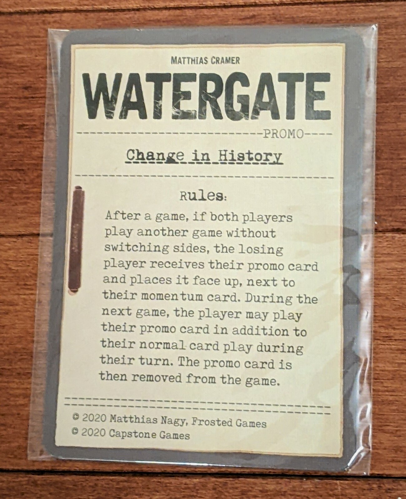 Change in History Promo Pack for Watergate Board Game Capstone Games NEW